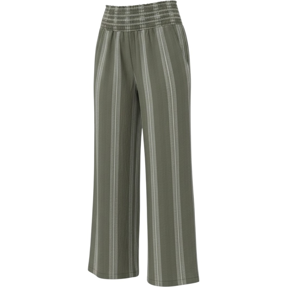 Rewash Wide Leg Pants Women Festival Natural Green Striped Boho Linen Blend M